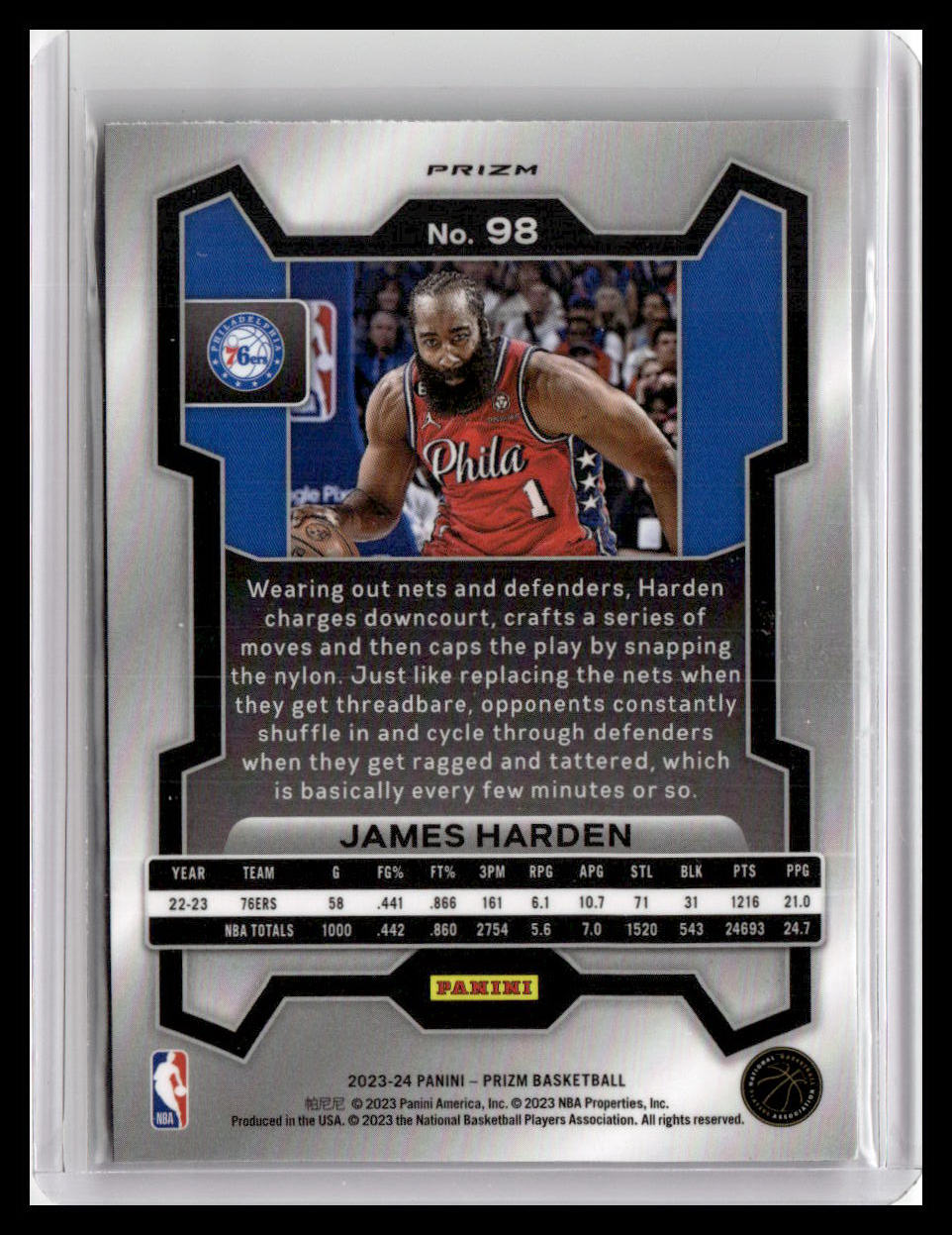 2023-24 Panini Prizm #98 James Harden Prizms Green Wave