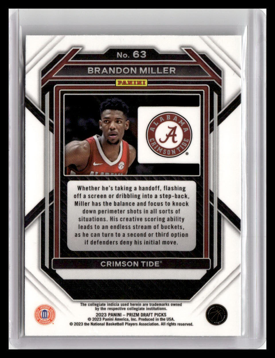 2023 Panini Prizm Draft Picks #63 Brandon Miller
