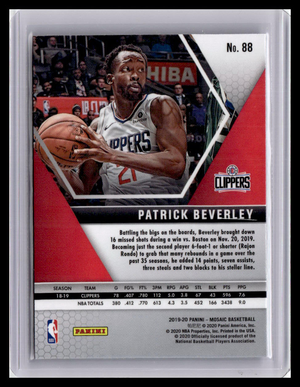 2019-20 Panini Mosaic #88 Patrick Beverley