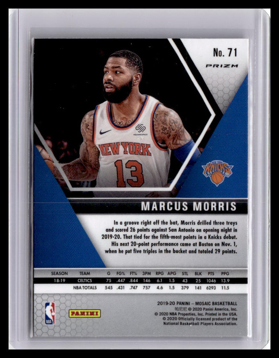 2019-20 Panini Mosaic #71 Marcus Morris Reactive Orange
