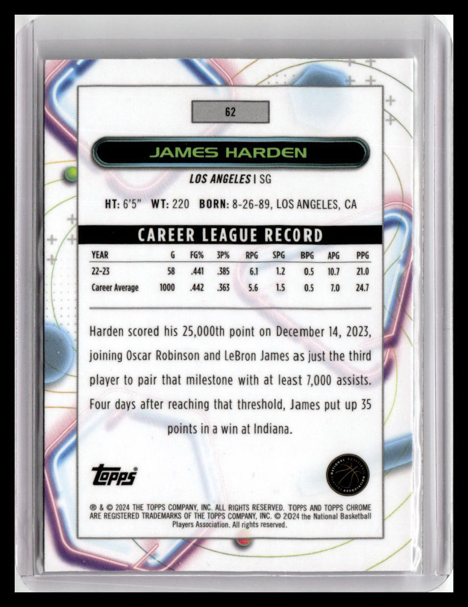 2023-24 Topps Chrome Cosmic #62 James Harden