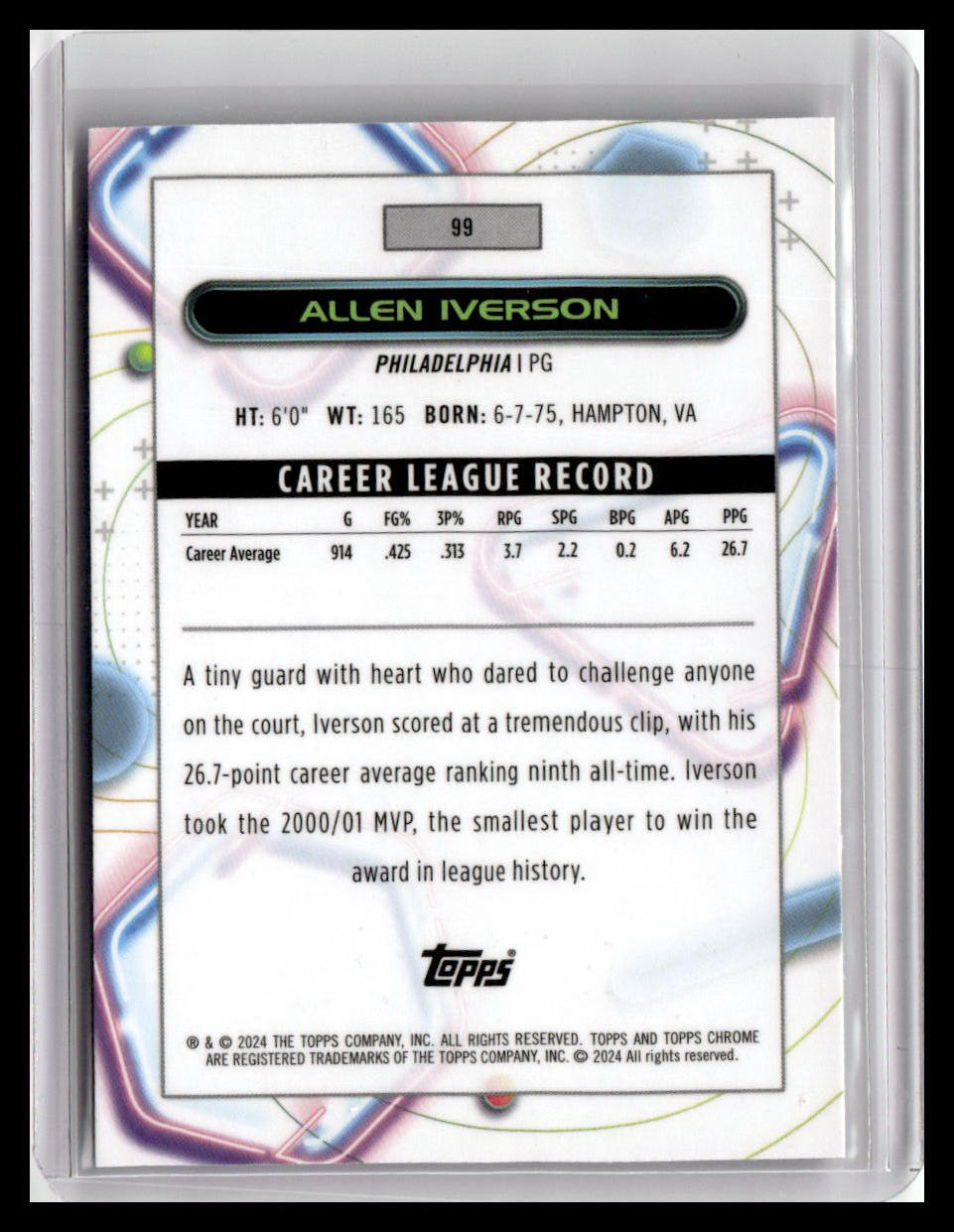 2023-24 Topps Chrome Cosmic #99 Allen Iverson