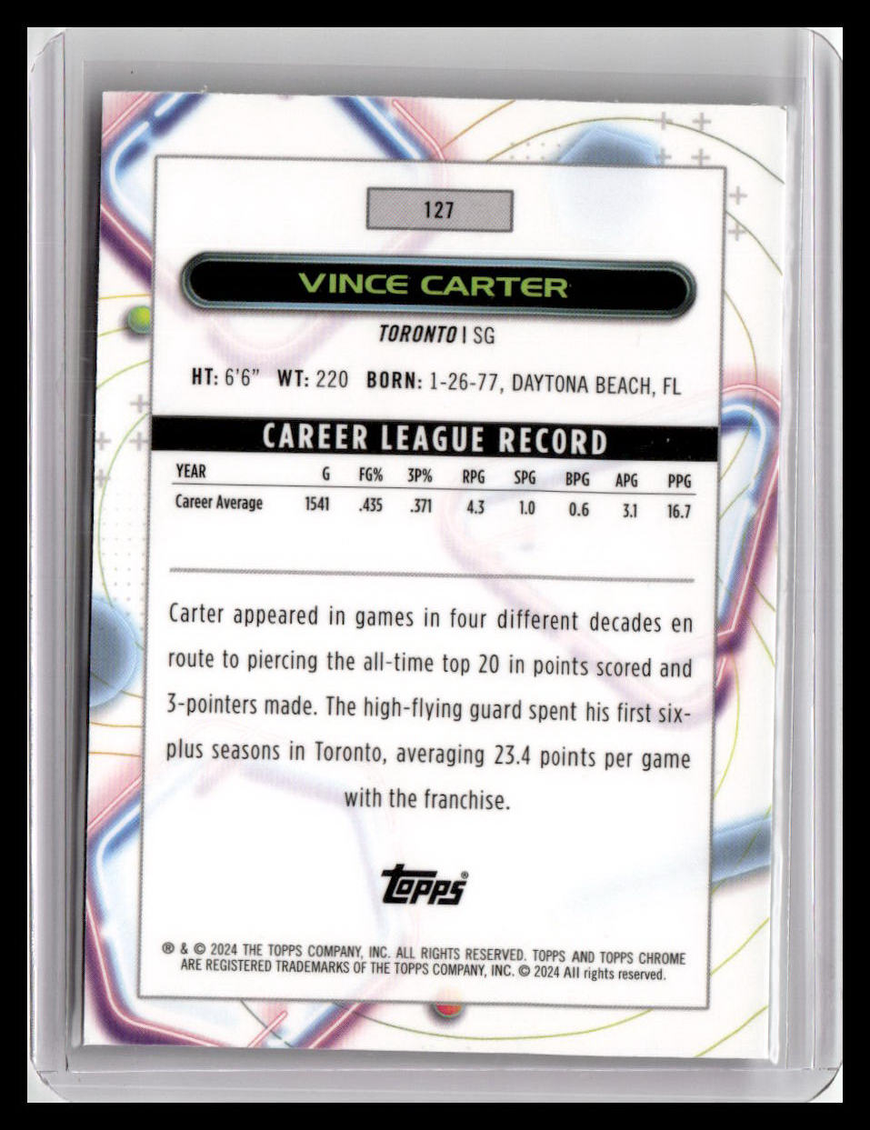 2023-24 Topps Chrome Cosmic #127 Vince Carter