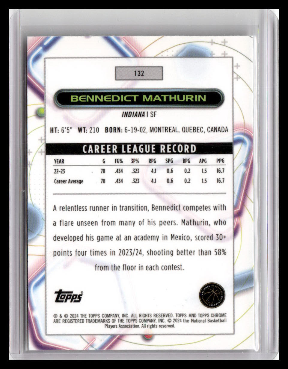 2023-24 Topps Chrome Cosmic #132 Bennedict Mathurin