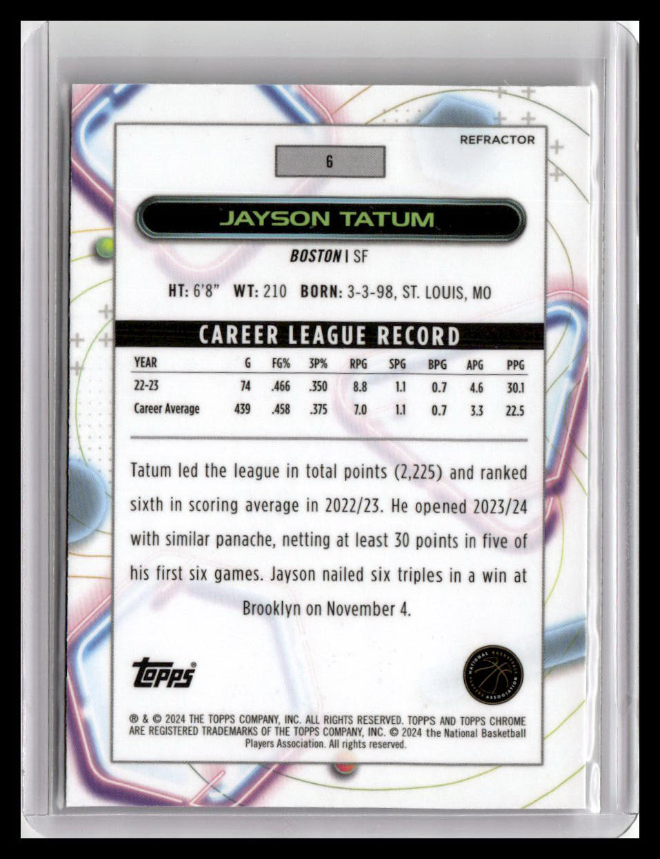 2023-24 Topps Chrome Cosmic #6 Jayson Tatum