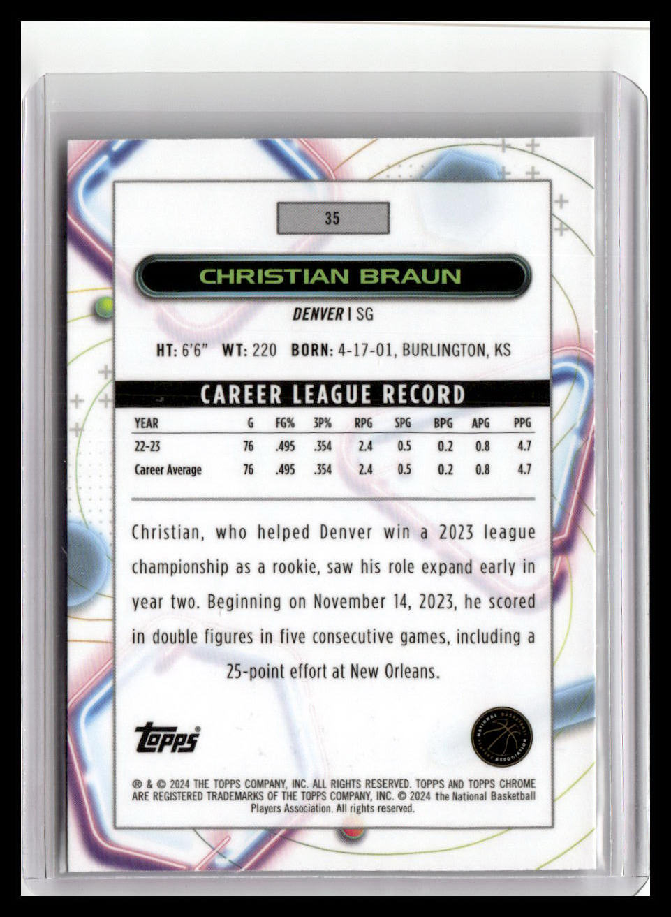 2023-24 Topps Chrome Cosmic #35 Christian Braun