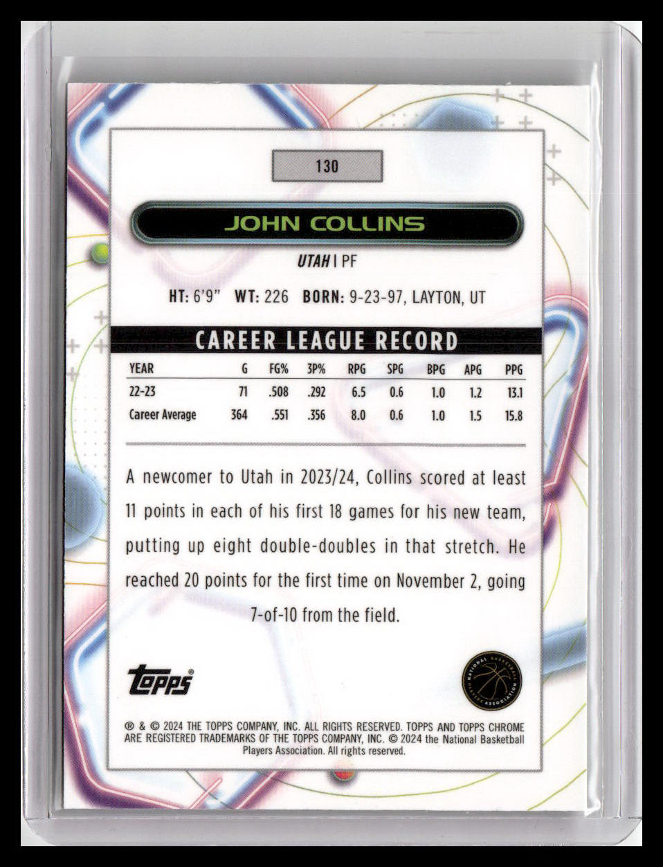 2023-24 Topps Chrome Cosmic #130 John Collins