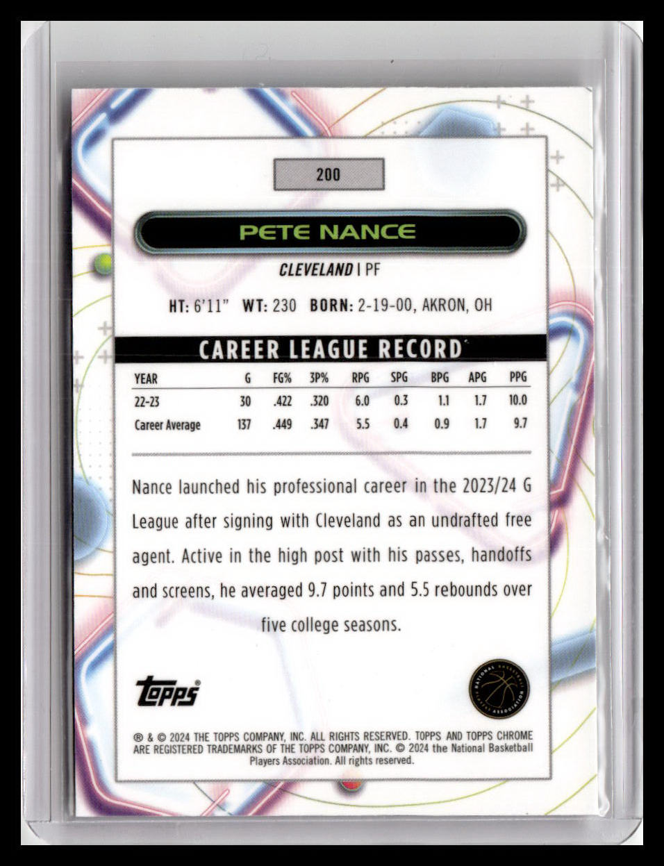 2023-24 Topps Chrome Cosmic #200 Pete Nance