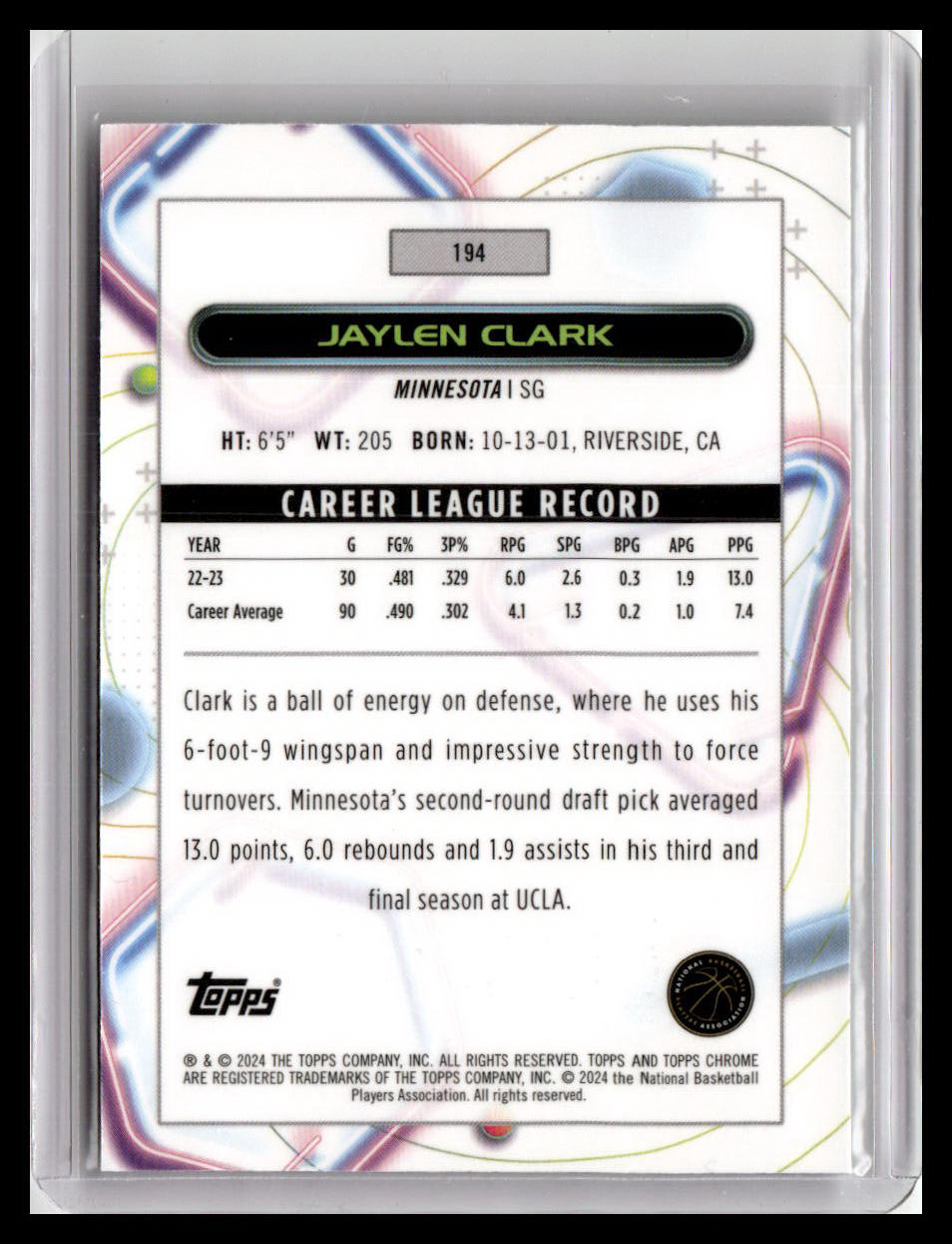 2023-24 Topps Chrome Cosmic #194 Jaylen Clark