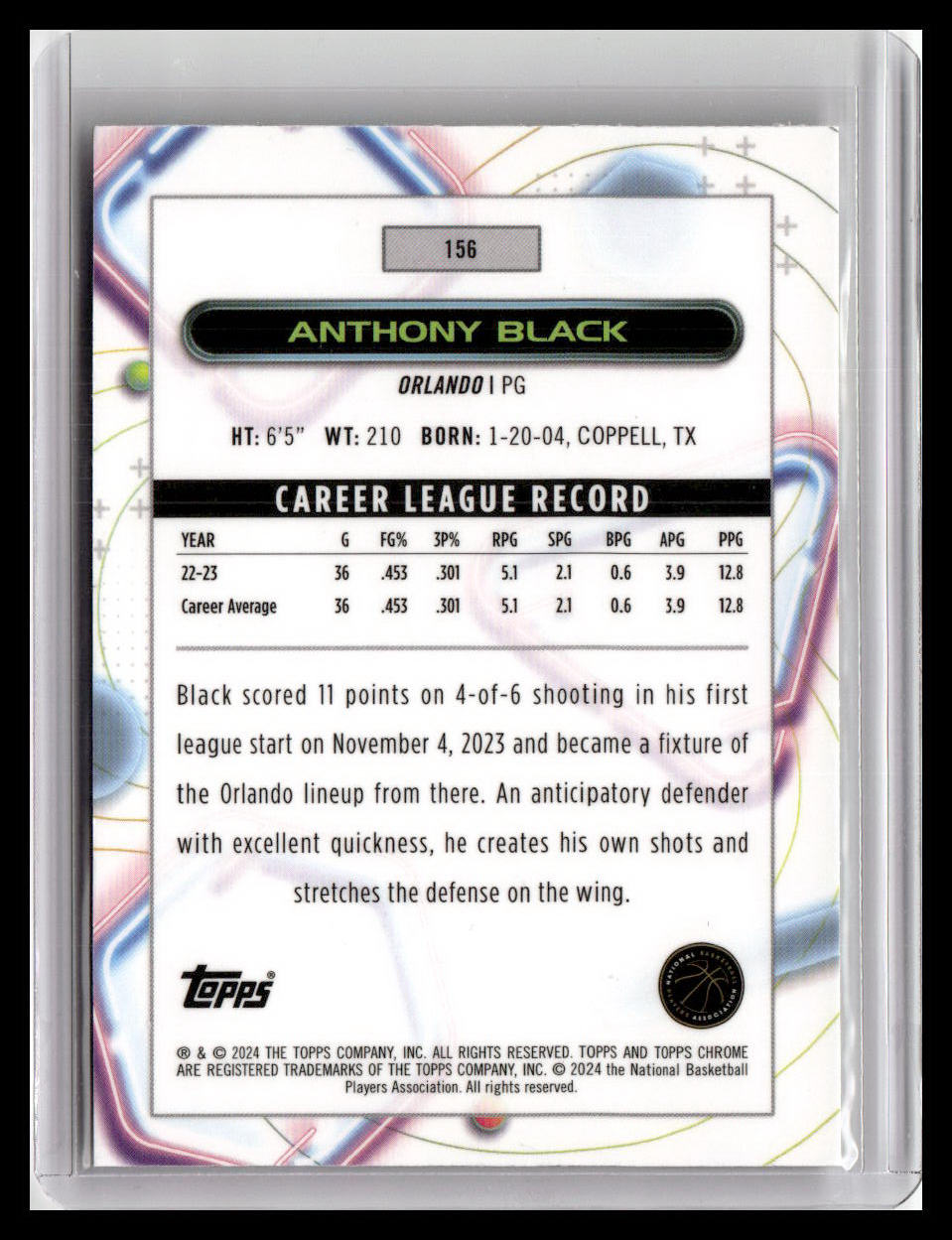 2023-24 Topps Chrome Cosmic #156 Anthony Black