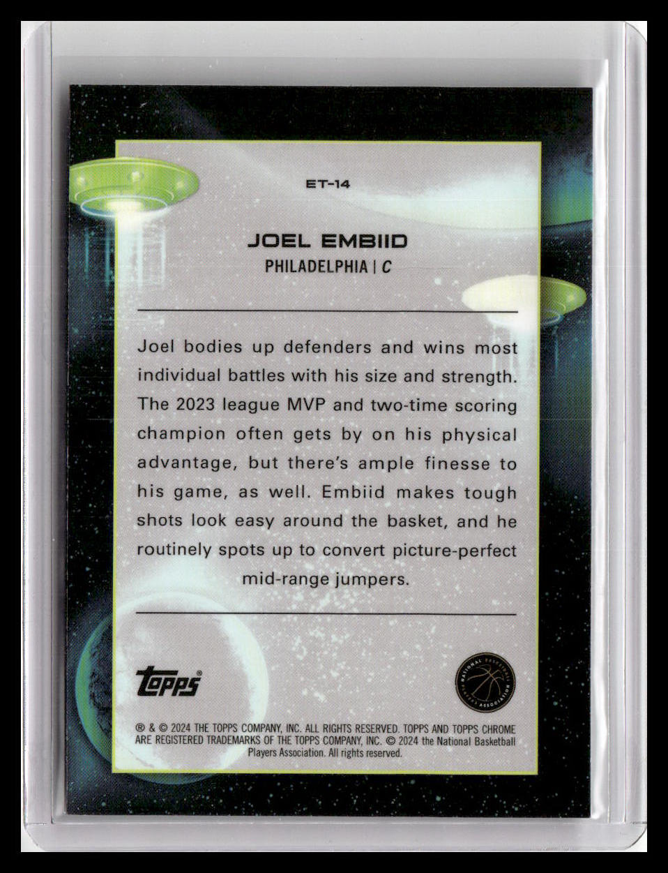 2023-24 Topps Chrome Cosmic #ET-14 Joel Embiid Extraterrestrial Talent