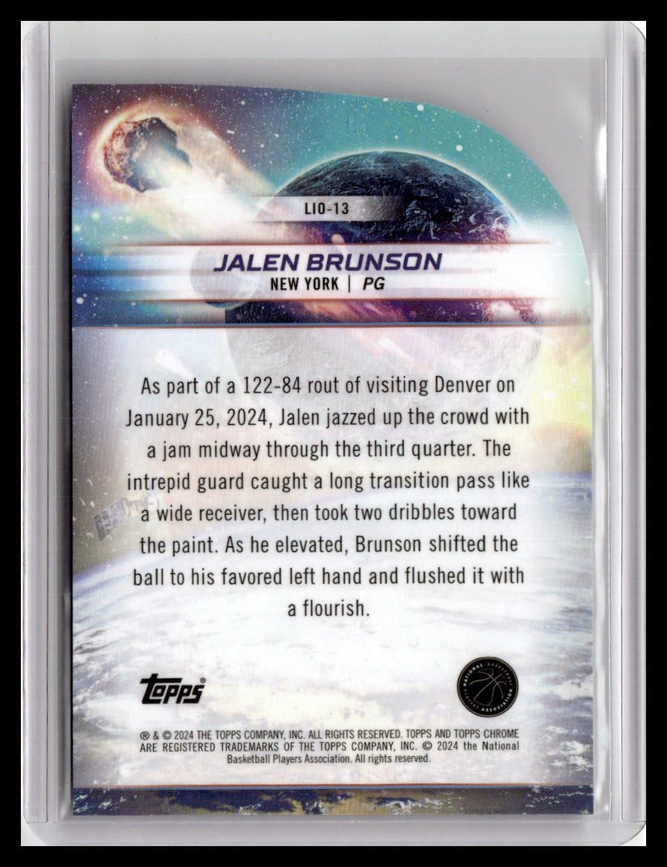 2023-24 Topps Chrome Cosmic #LIO-13 Jalen Brunson Launched Into Orbit