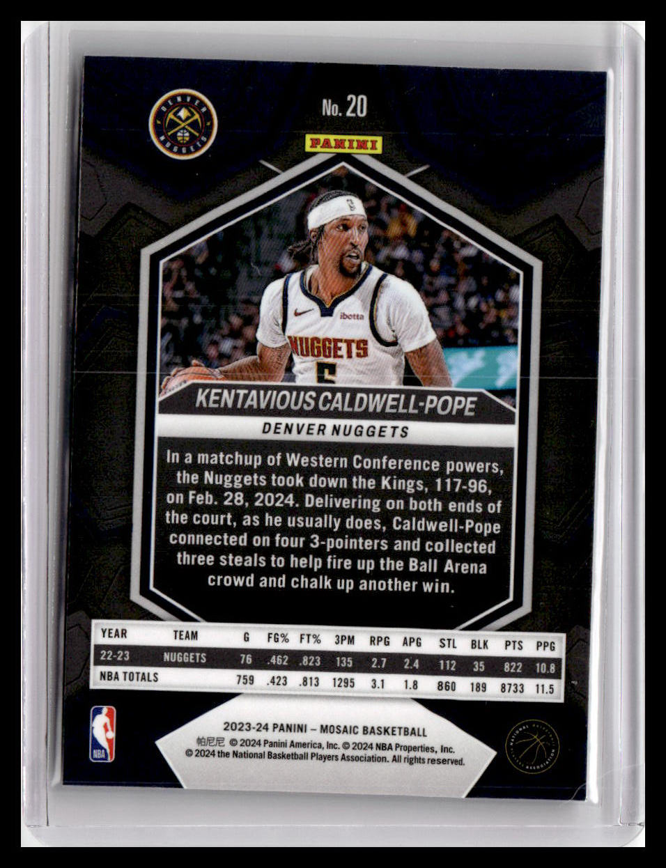 2023-24 Panini Mosaic #20 Kentavious Caldwell-Pope