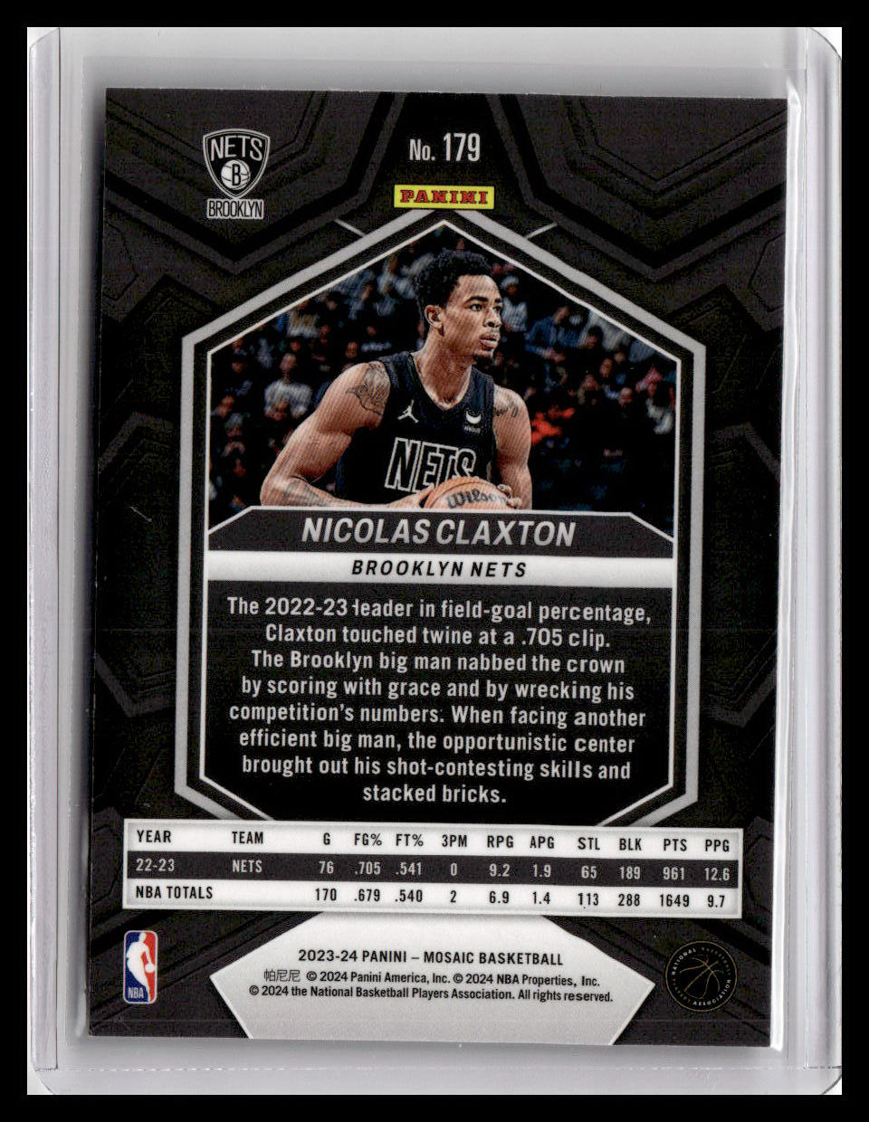 2023-24 Panini Mosaic #179 Nicolas Claxton