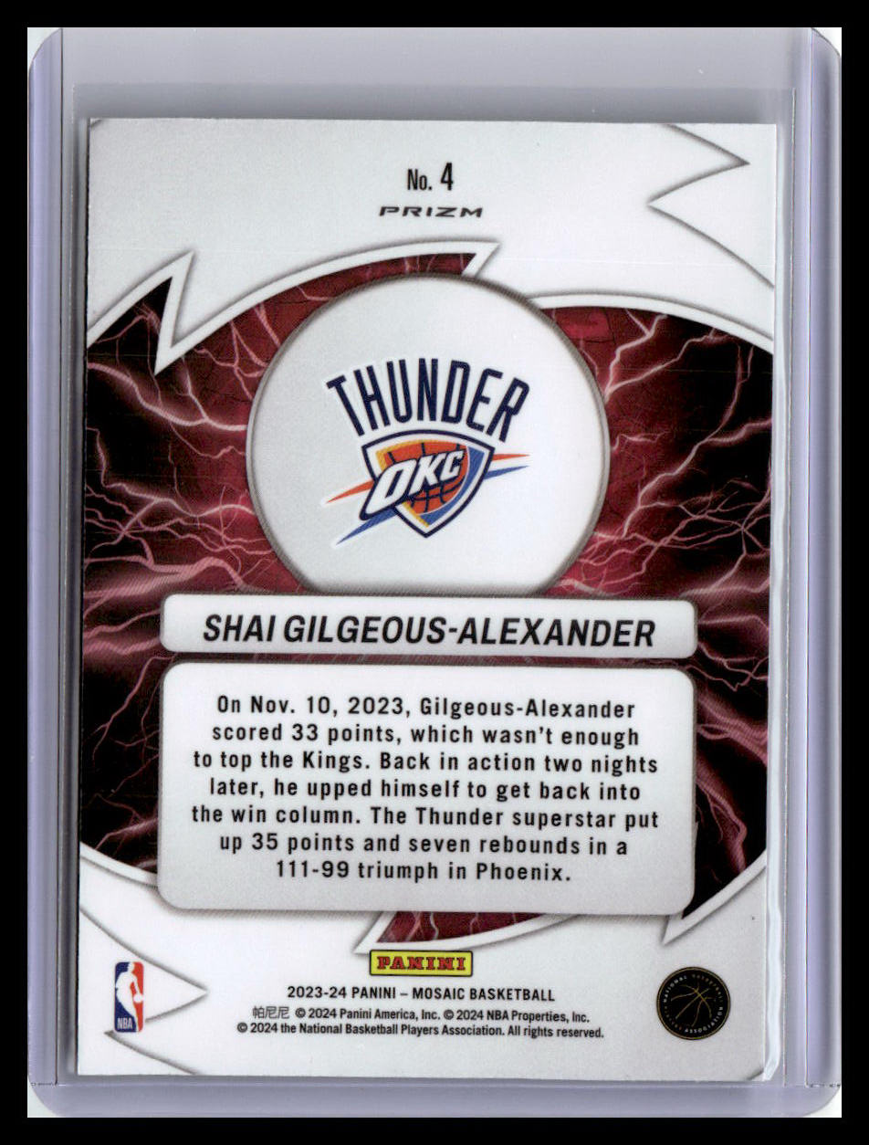 2023-24 Panini Mosaic #4 Shai Gilgeous-Alexander Thunder Road Mosaic Green