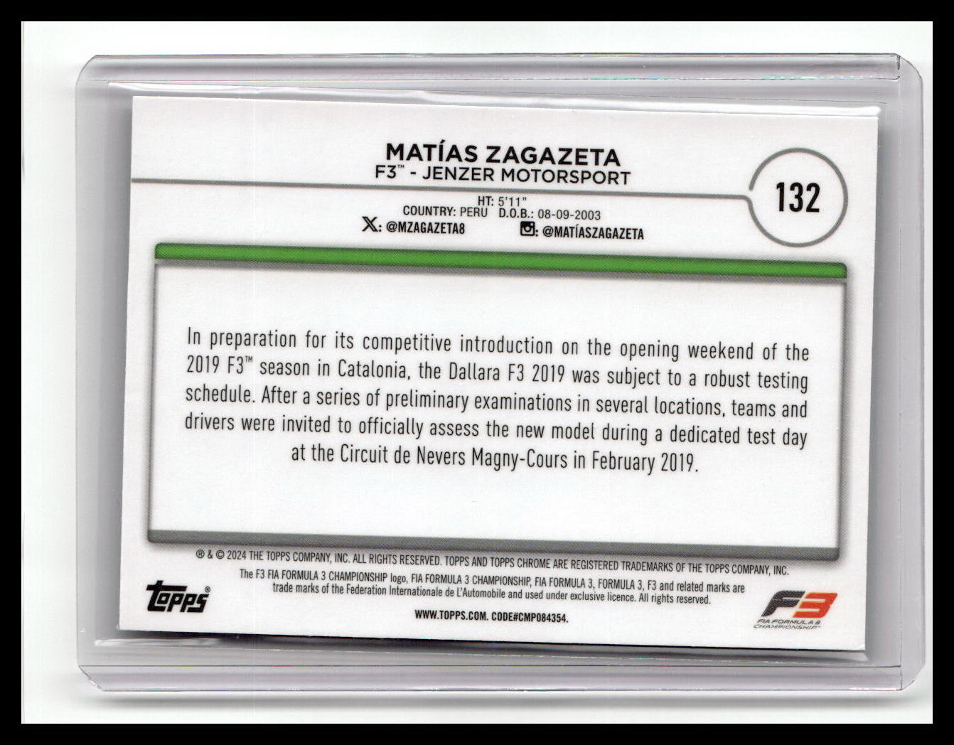 2024 Topps Chrome Formula 1 #132 Matias Zagazeta