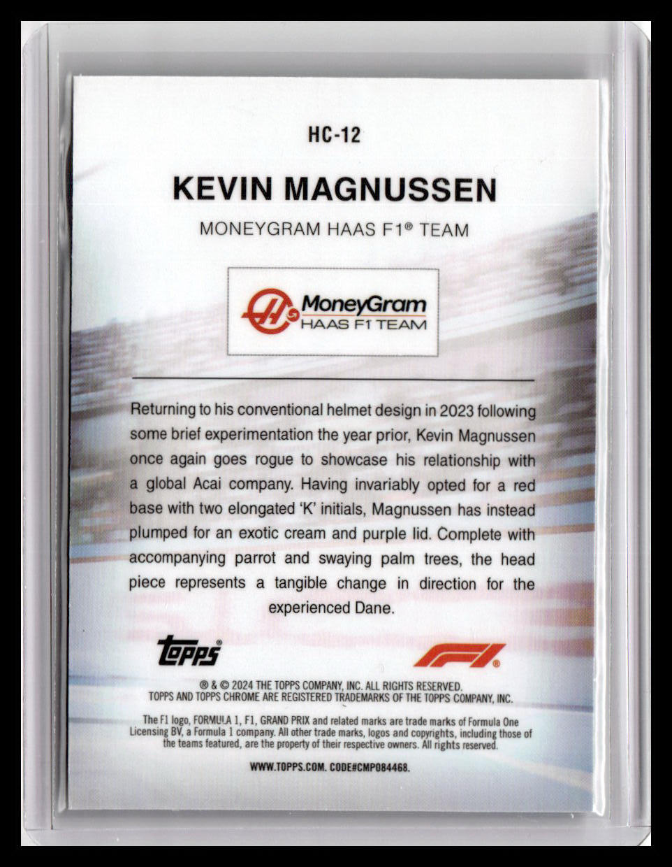 2024 Topps Chrome Formula 1 #HC-12 Kevin Magnussen Helmet Collection