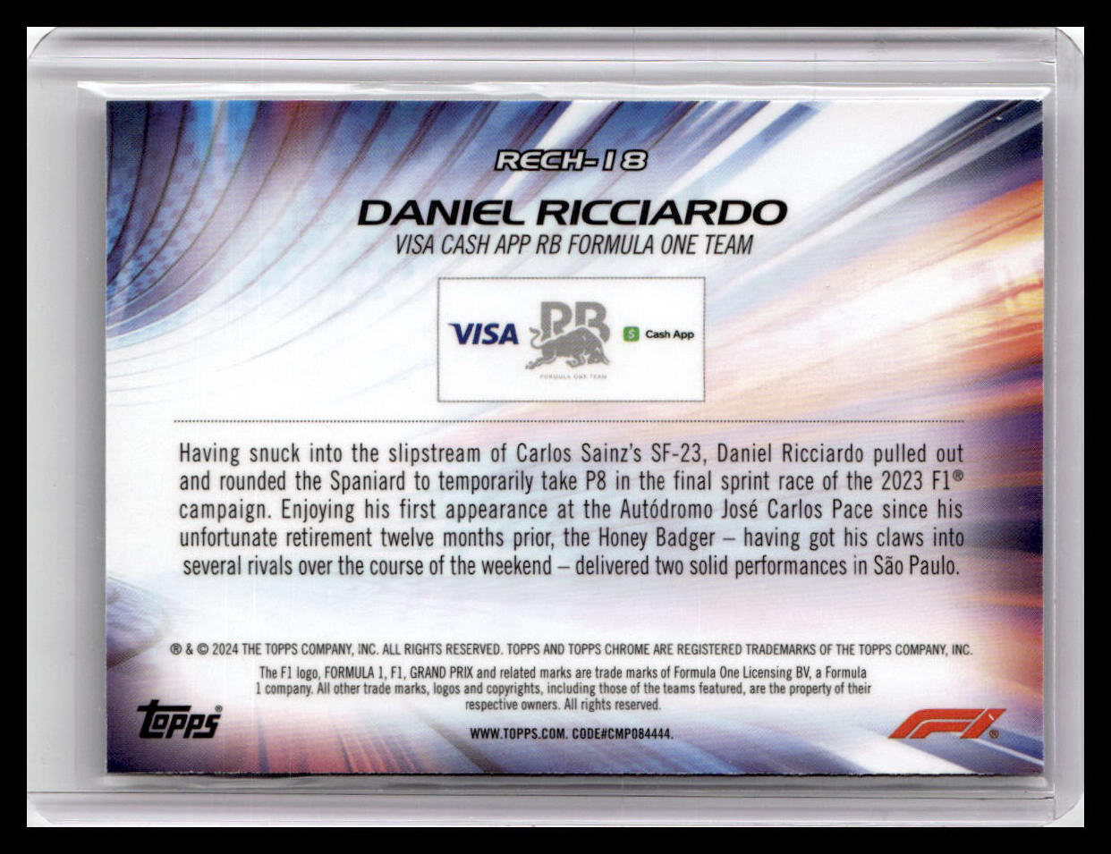 2024 Topps Chrome Formula 1 #RECH-18 Daniel Ricciardo Re-Charged
