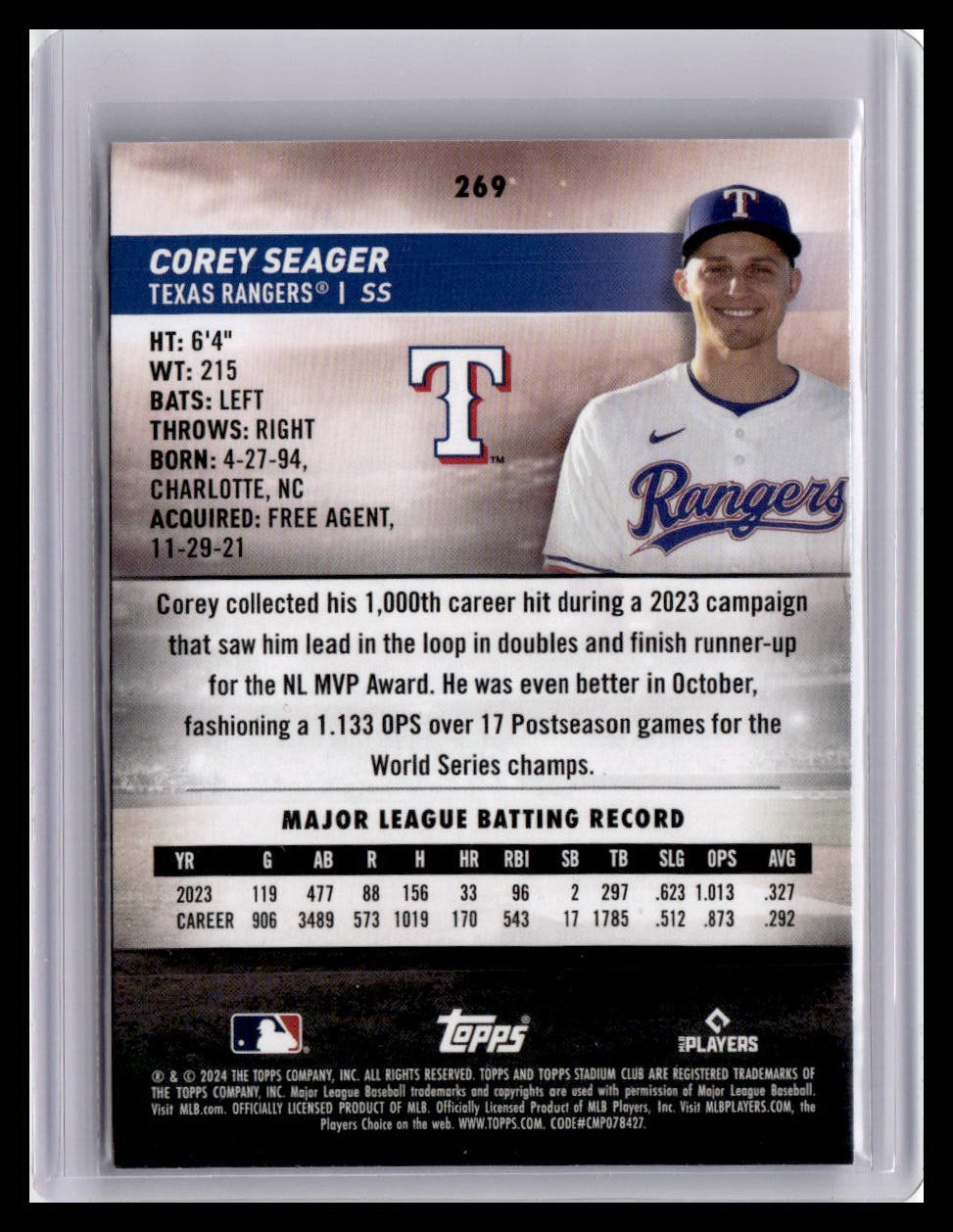 2024 Stadium Club #269 Corey Seager