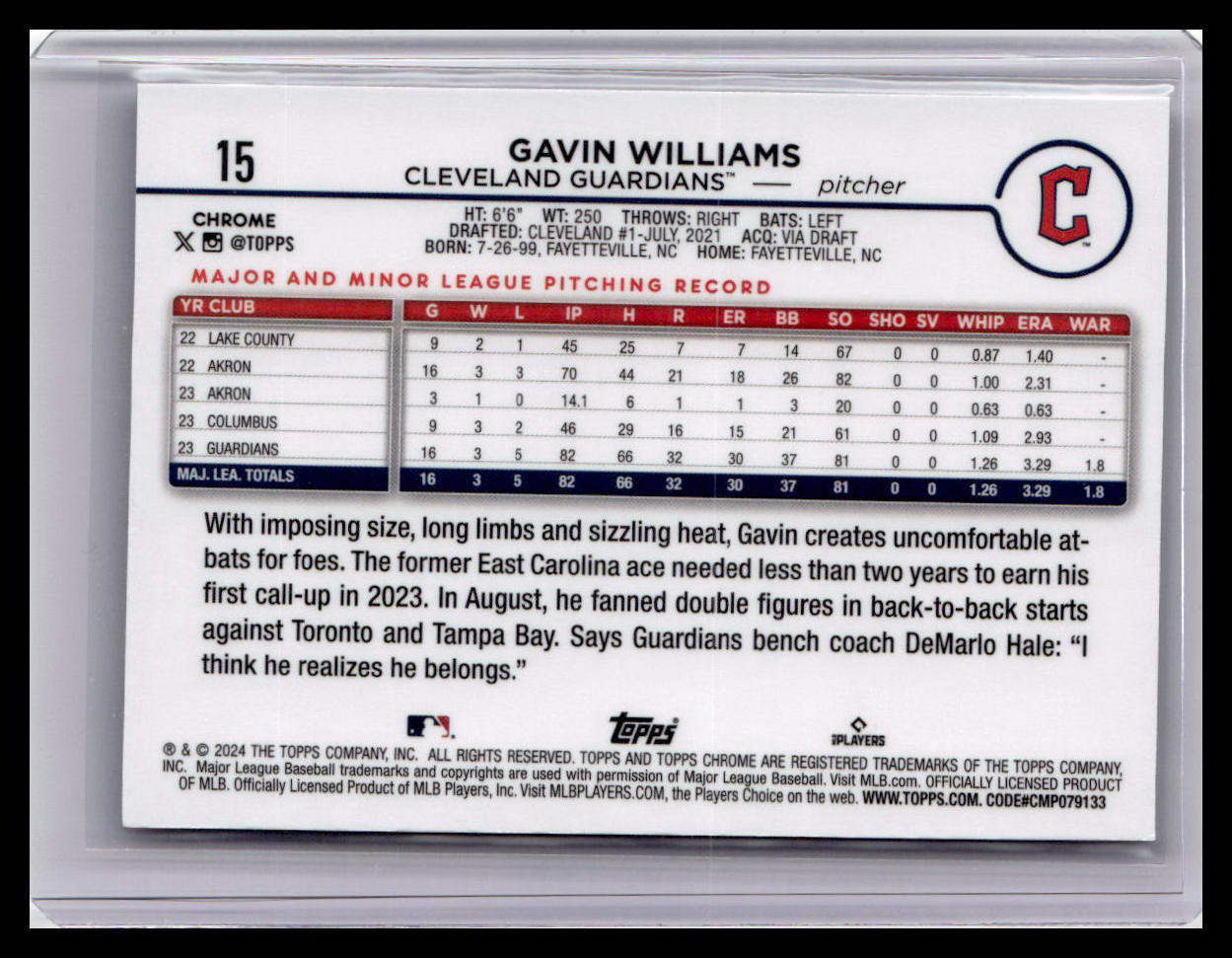 2024 Topps Chrome Logofractor Edition #15 Gavin Williams