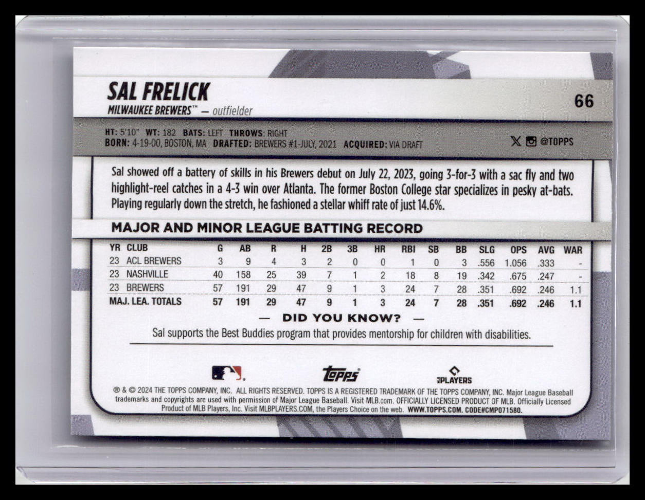 2024 Topps Big League #66 Sal Frelick
