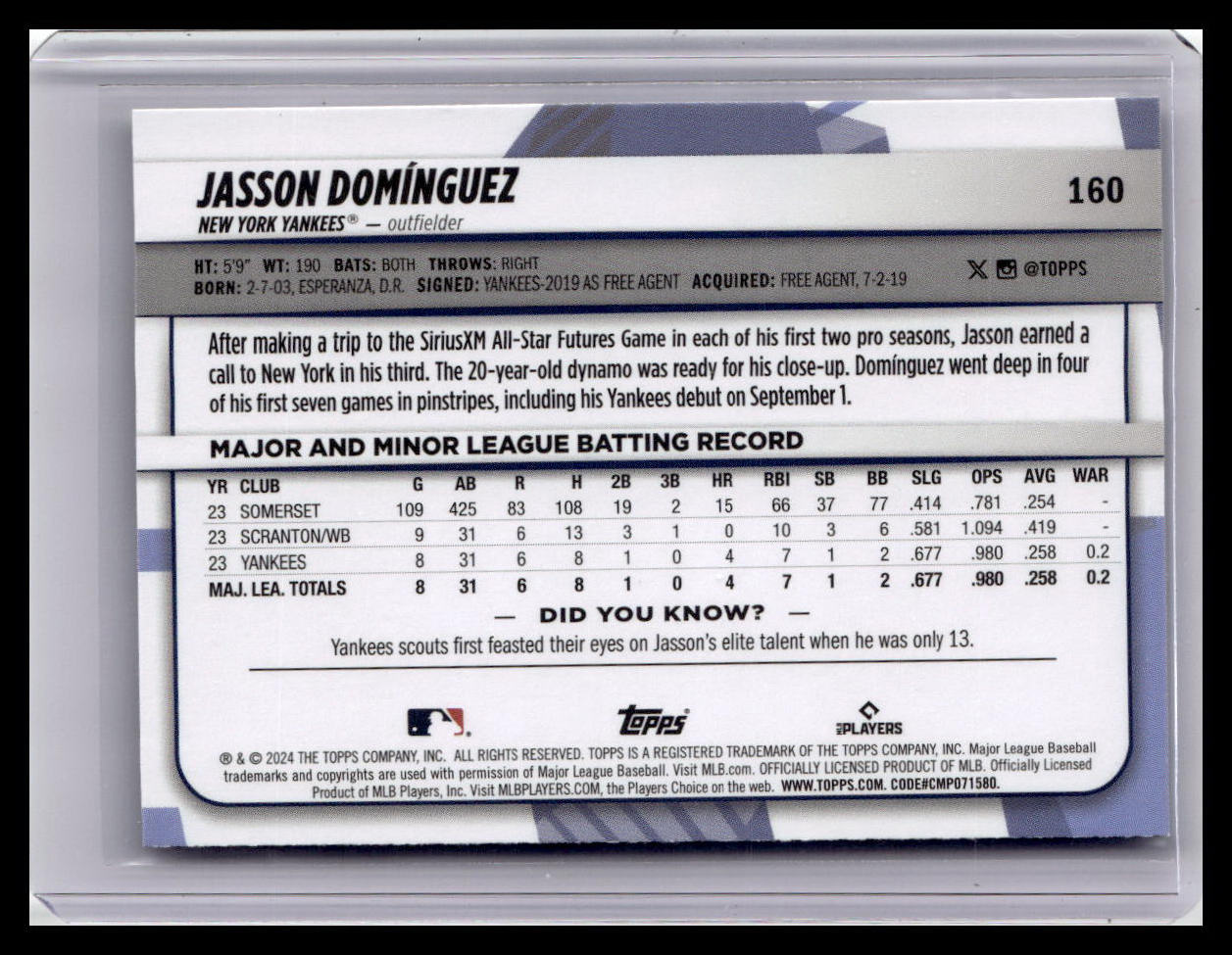 2024 Topps Big League #160 Jasson Domínguez