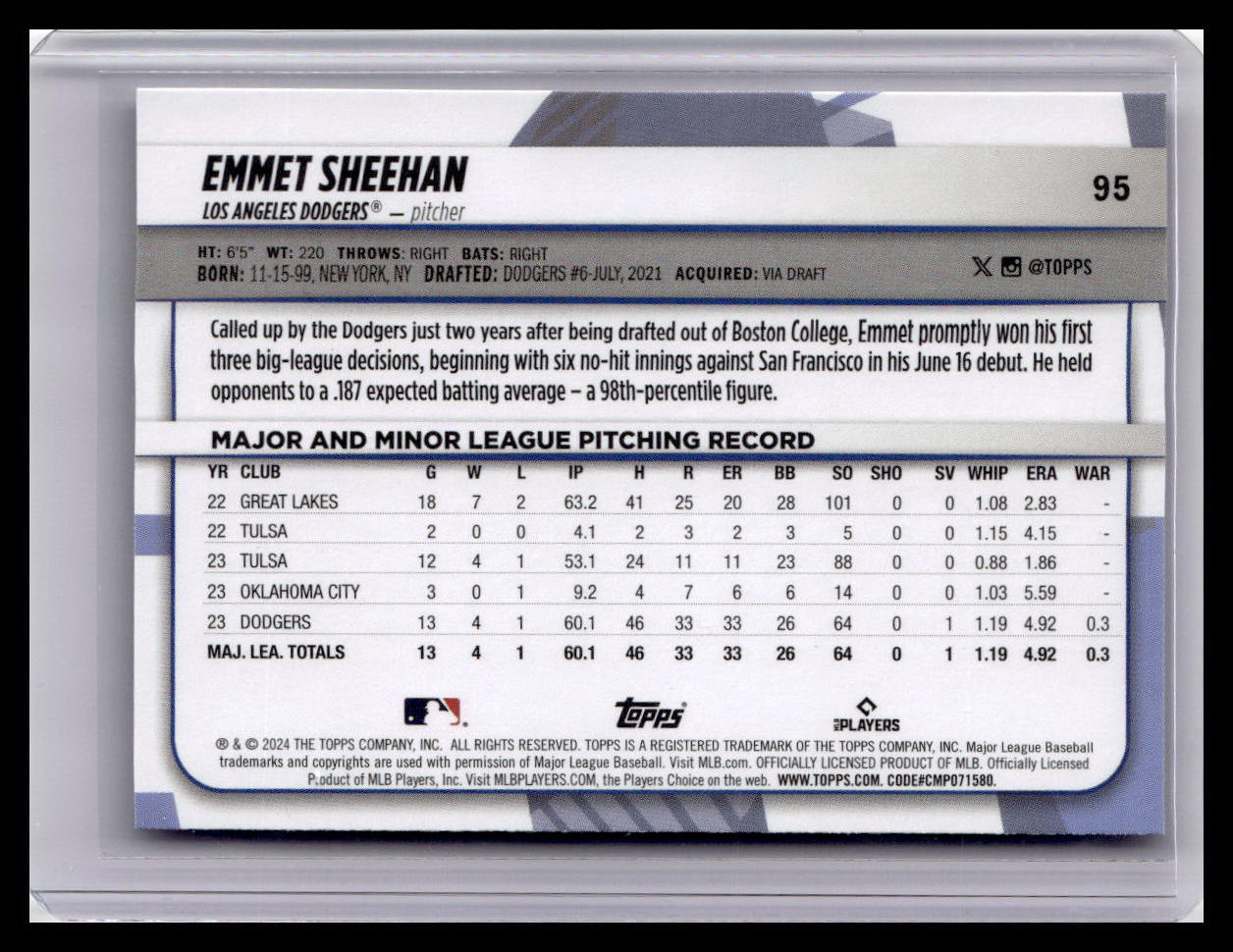 2024 Topps Big League #95 Emmet Sheehan