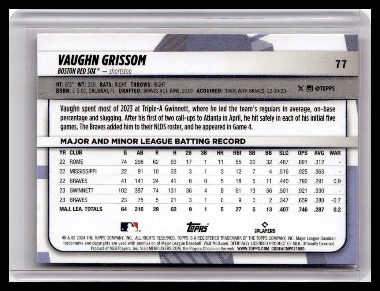 2024 Topps Big League #77 Vaughn Grissom