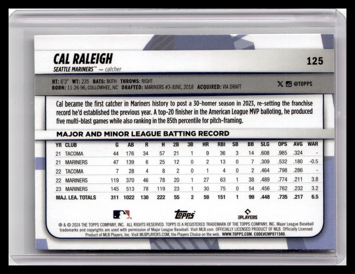 2024 Topps Big League #125 Cal Raleigh