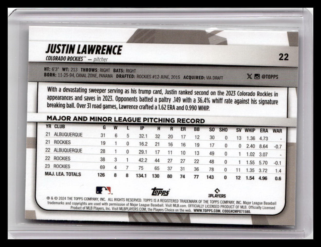 2024 Topps Big League #22 Justin Lawrence
