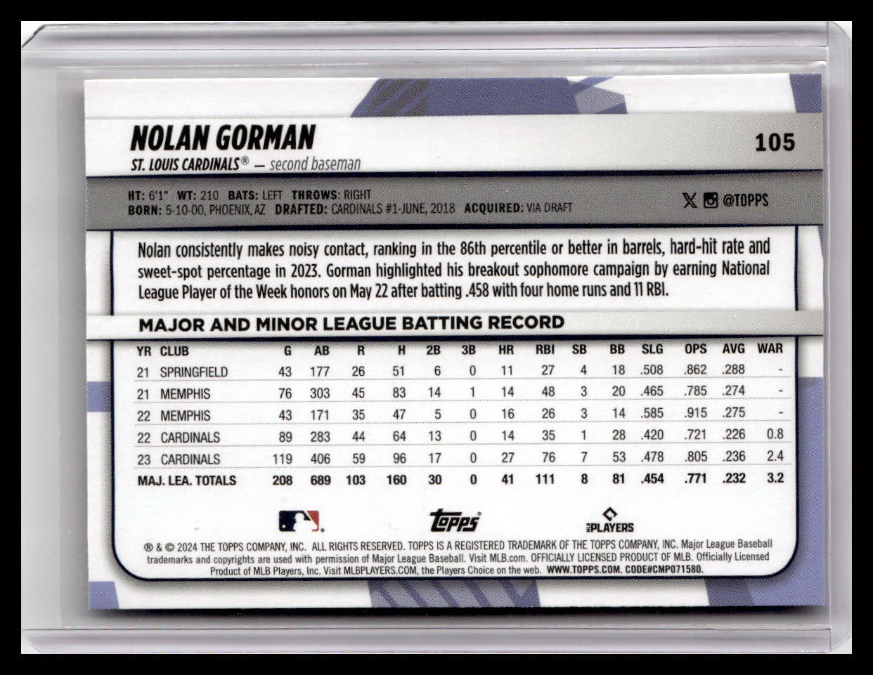 2024 Topps Big League #105 Nolan Gorman
