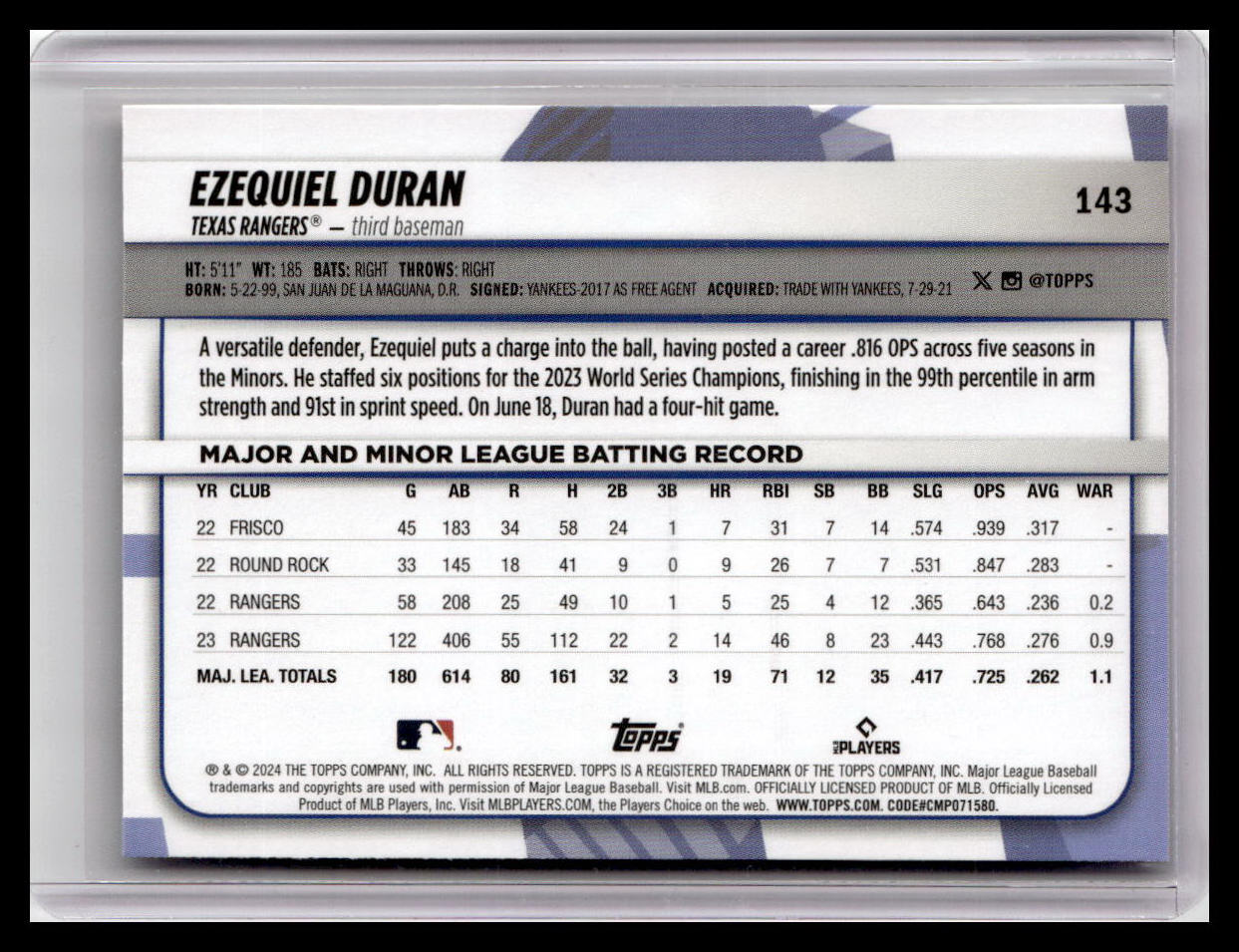 2024 Topps Big League #143 Ezequiel Duran