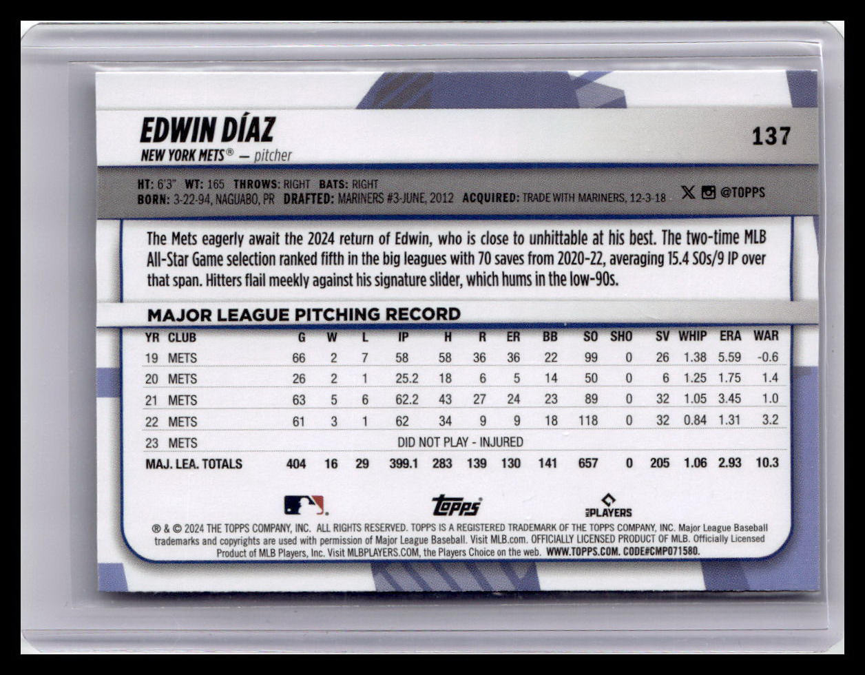 2024 Topps Big League #137 Edwin Díaz
