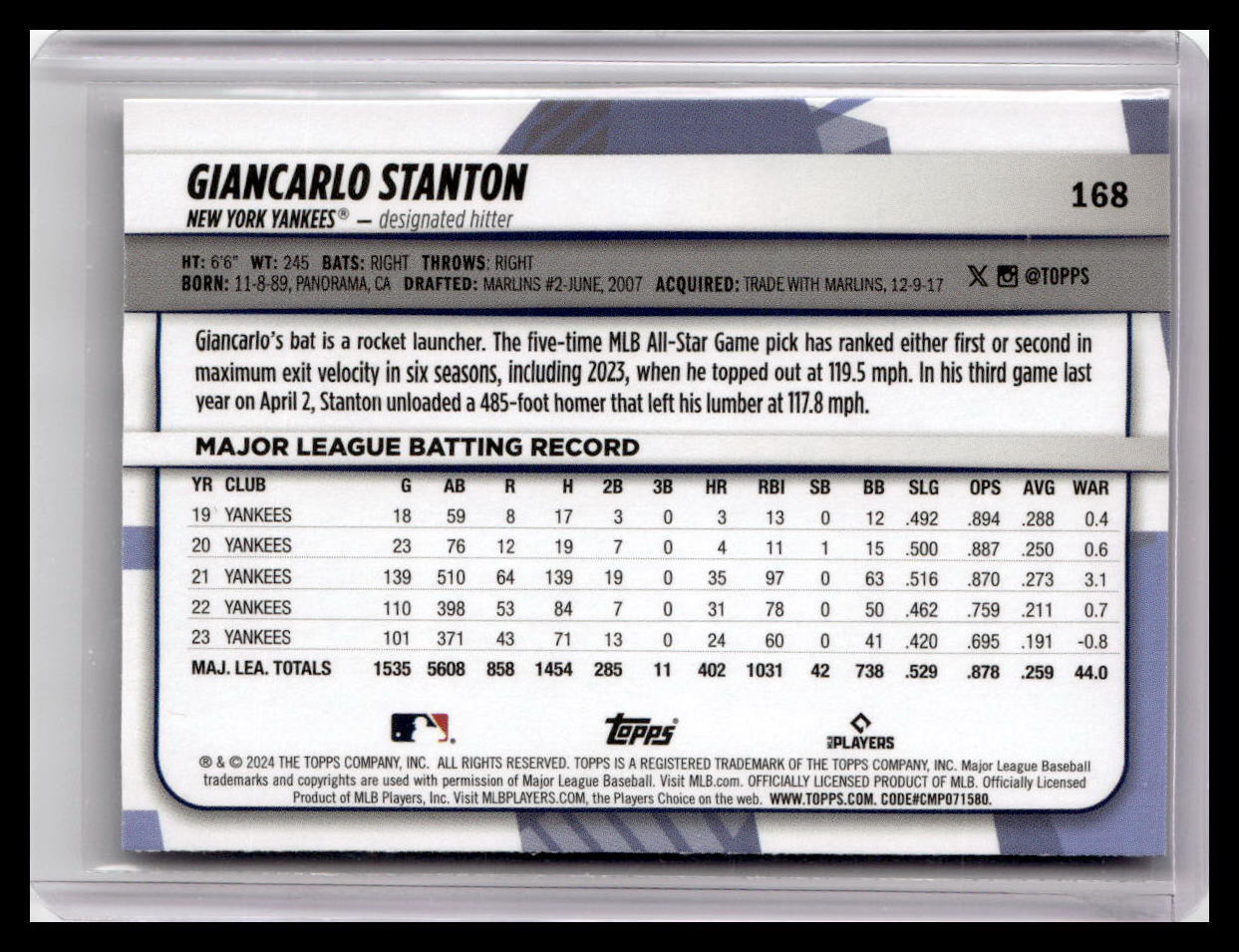2024 Topps Big League #168 Giancarlo Stanton