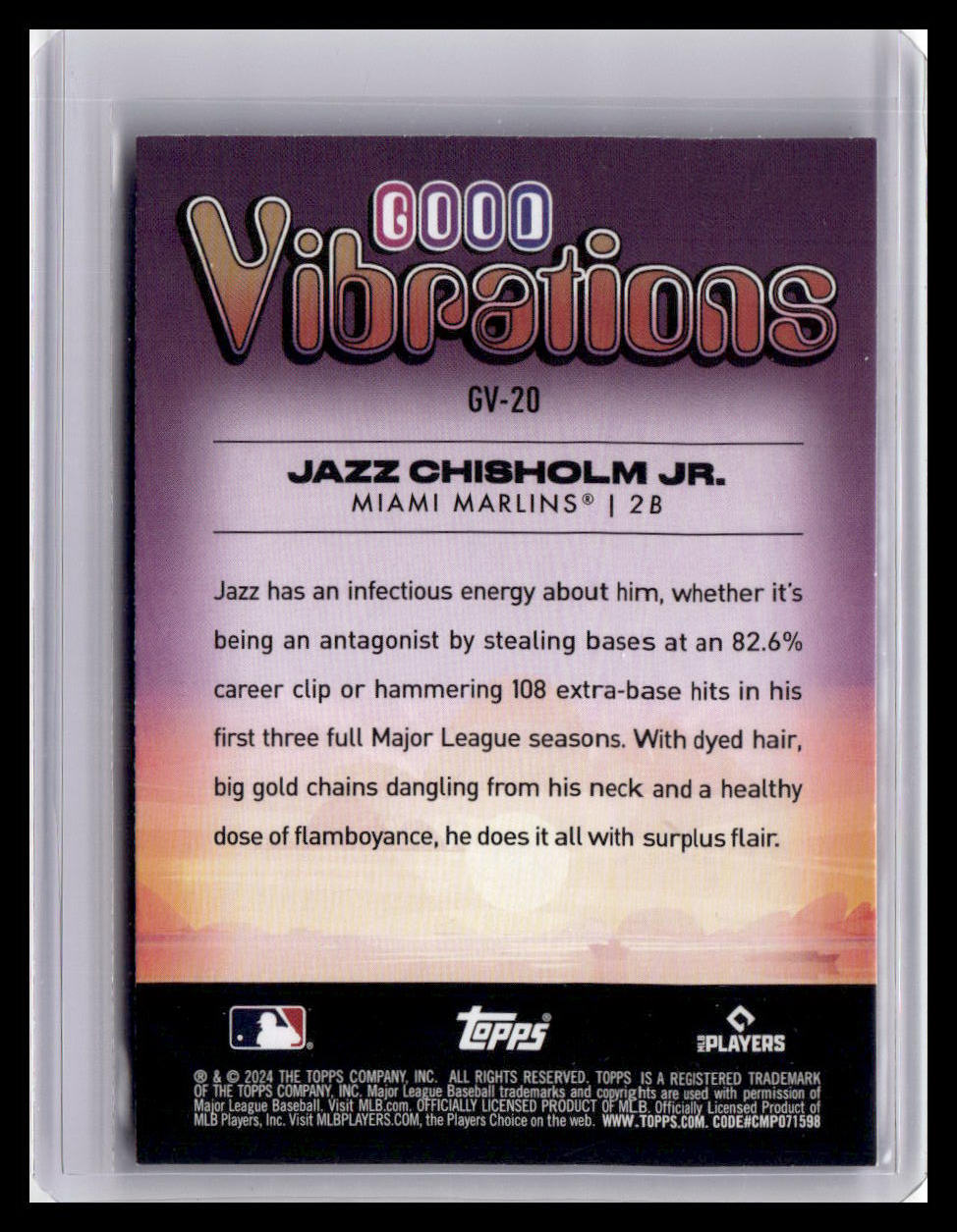 2024 Topps Big League #GV-20 Jazz Chisholm Jr. Good Vibrations