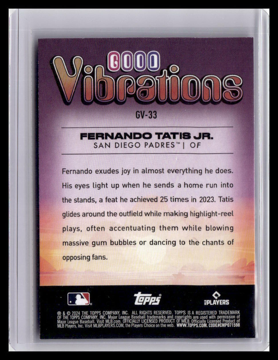 2024 Topps Big League #GV-33 Fernando Tatis Jr. Good Vibrations