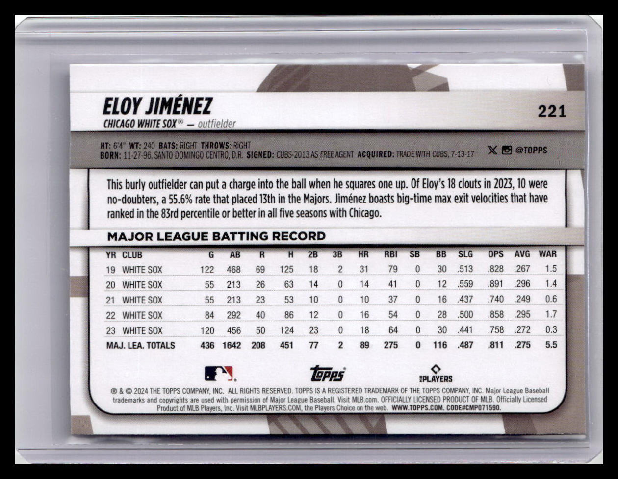 2024 Topps Big League #221 Eloy Jiménez Uncommon Rainbow Foil