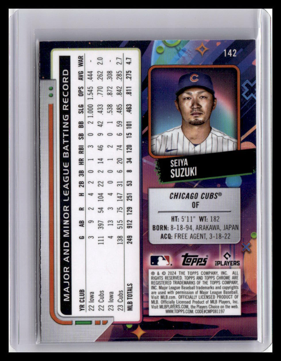 2024 Topps Chrome Cosmic #142 Seiya Suzuki