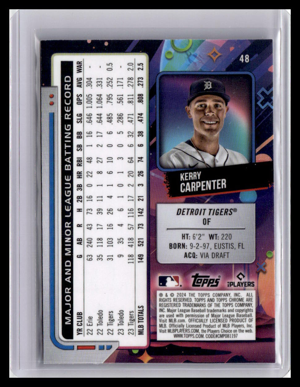 2024 Topps Chrome Cosmic #48 Kerry Carpenter