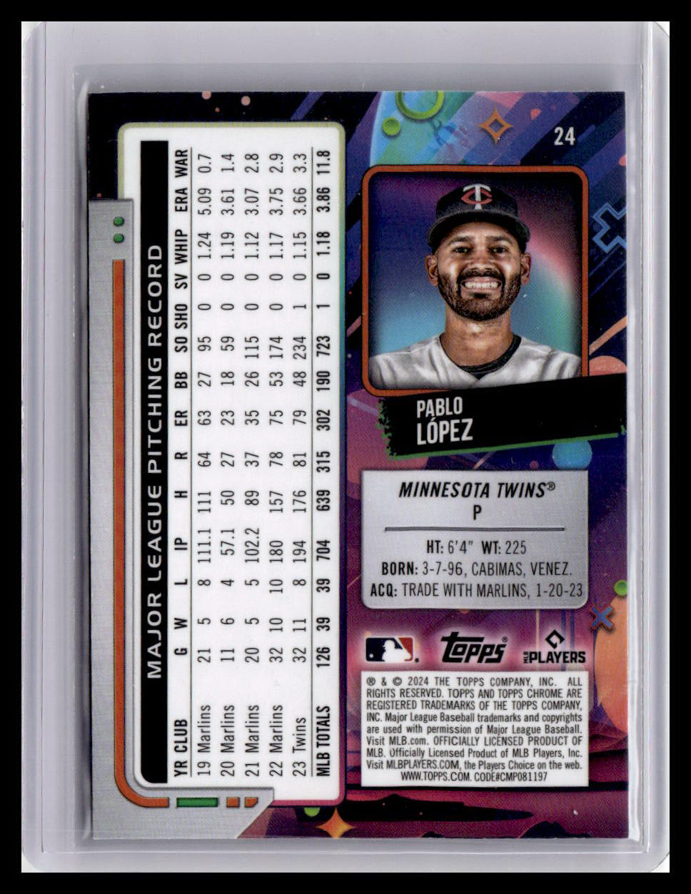 2024 Topps Chrome Cosmic #24 Pablo López