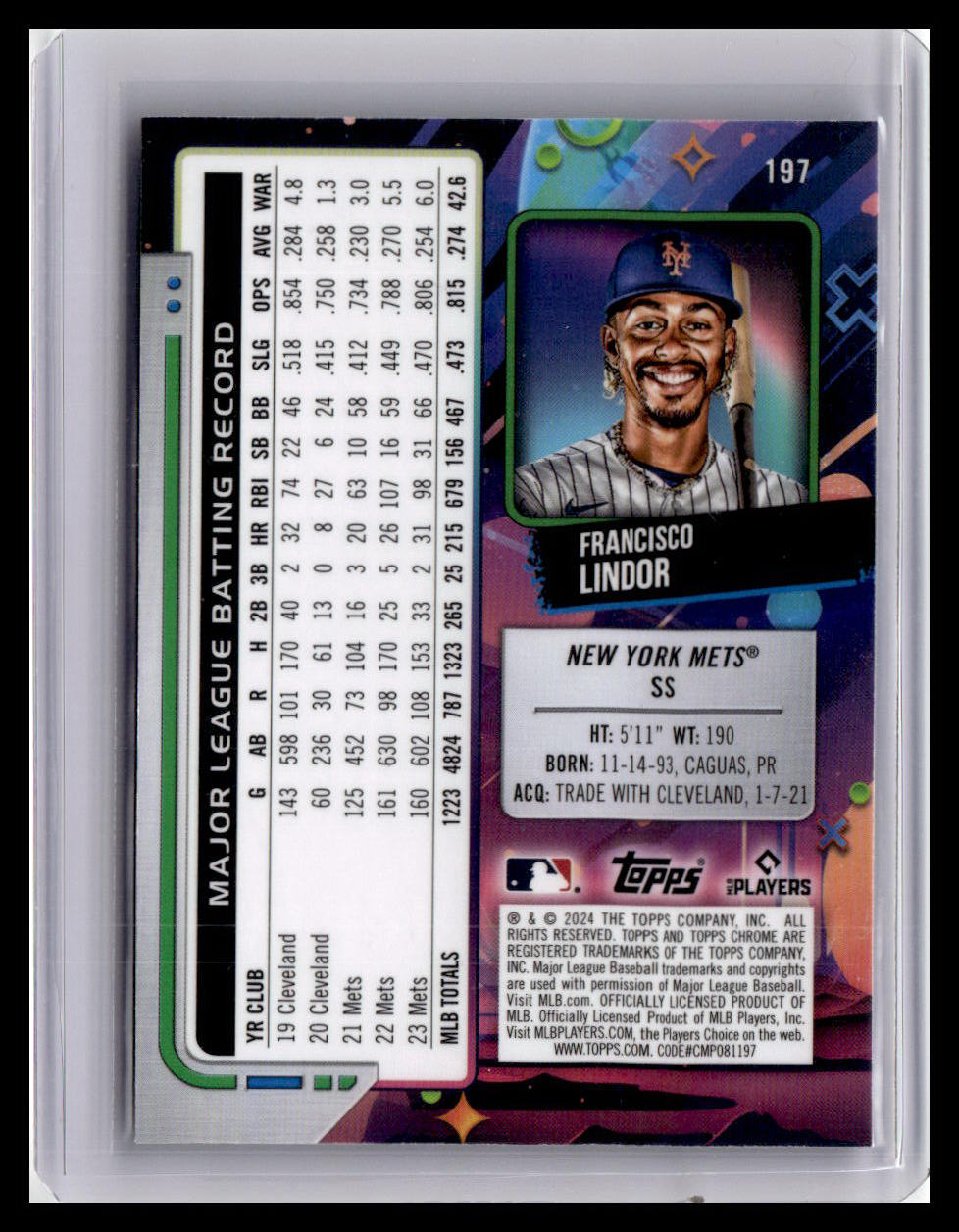 2024 Topps Chrome Cosmic #197 Francisco Lindor