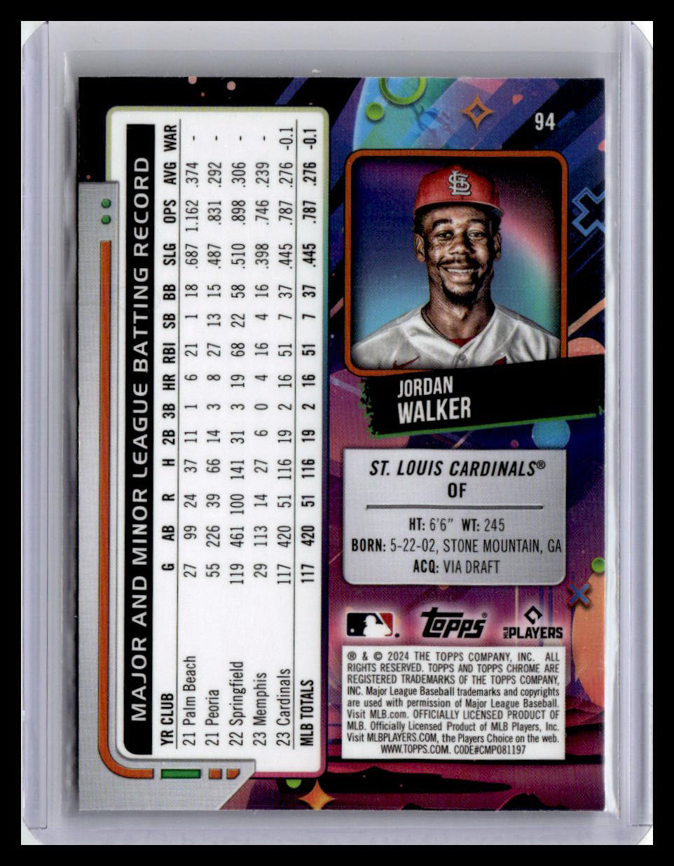 2024 Topps Chrome Cosmic #94 Jordan Walker