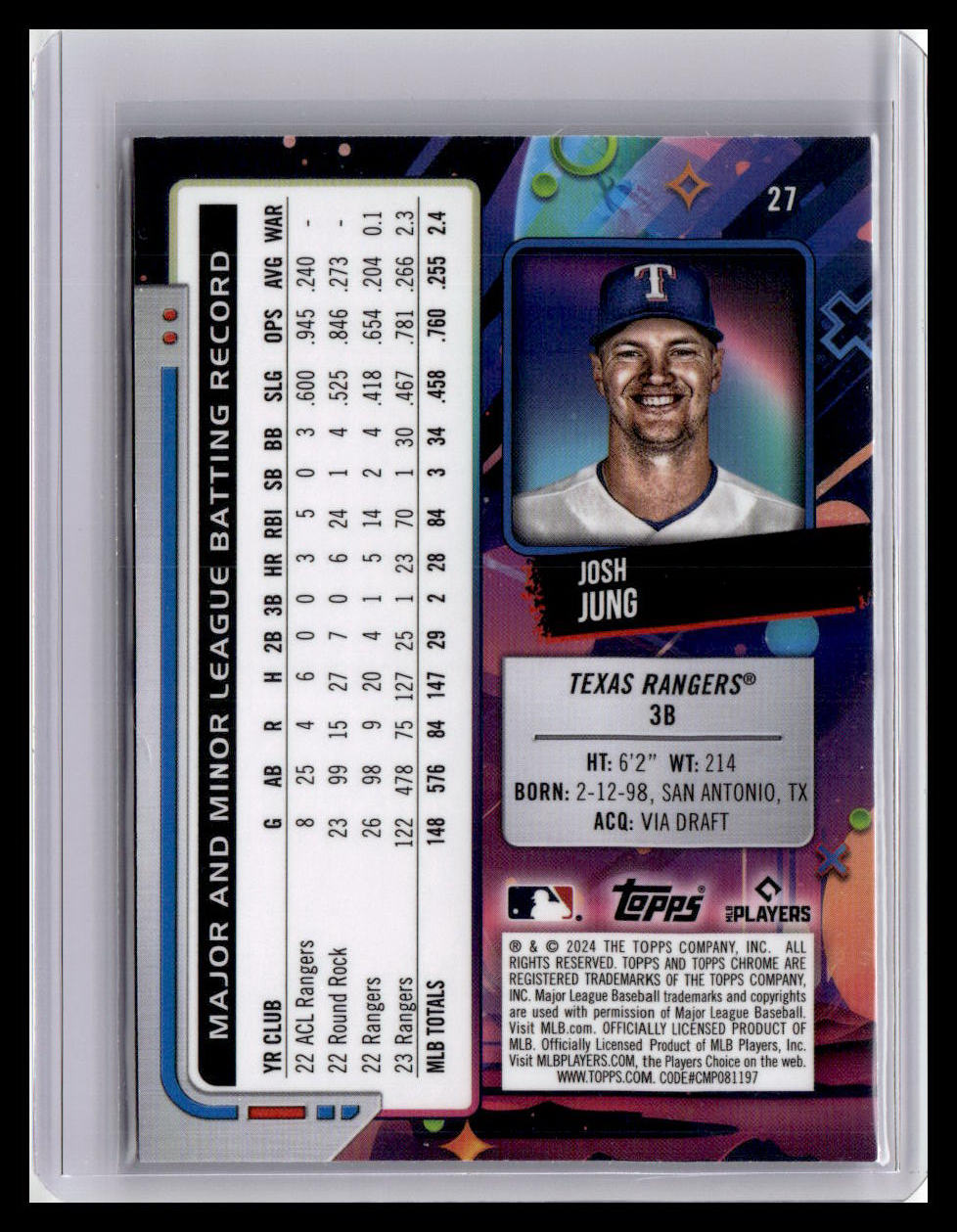 2024 Topps Chrome Cosmic #27 Josh Jung