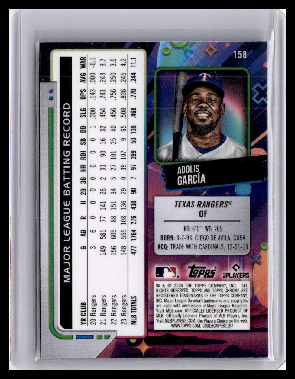2024 Topps Chrome Cosmic #158 Adolis García