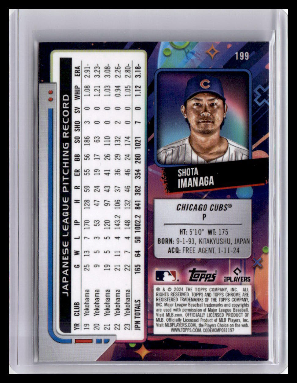 2024 Topps Chrome Cosmic #199 Shota Imanaga