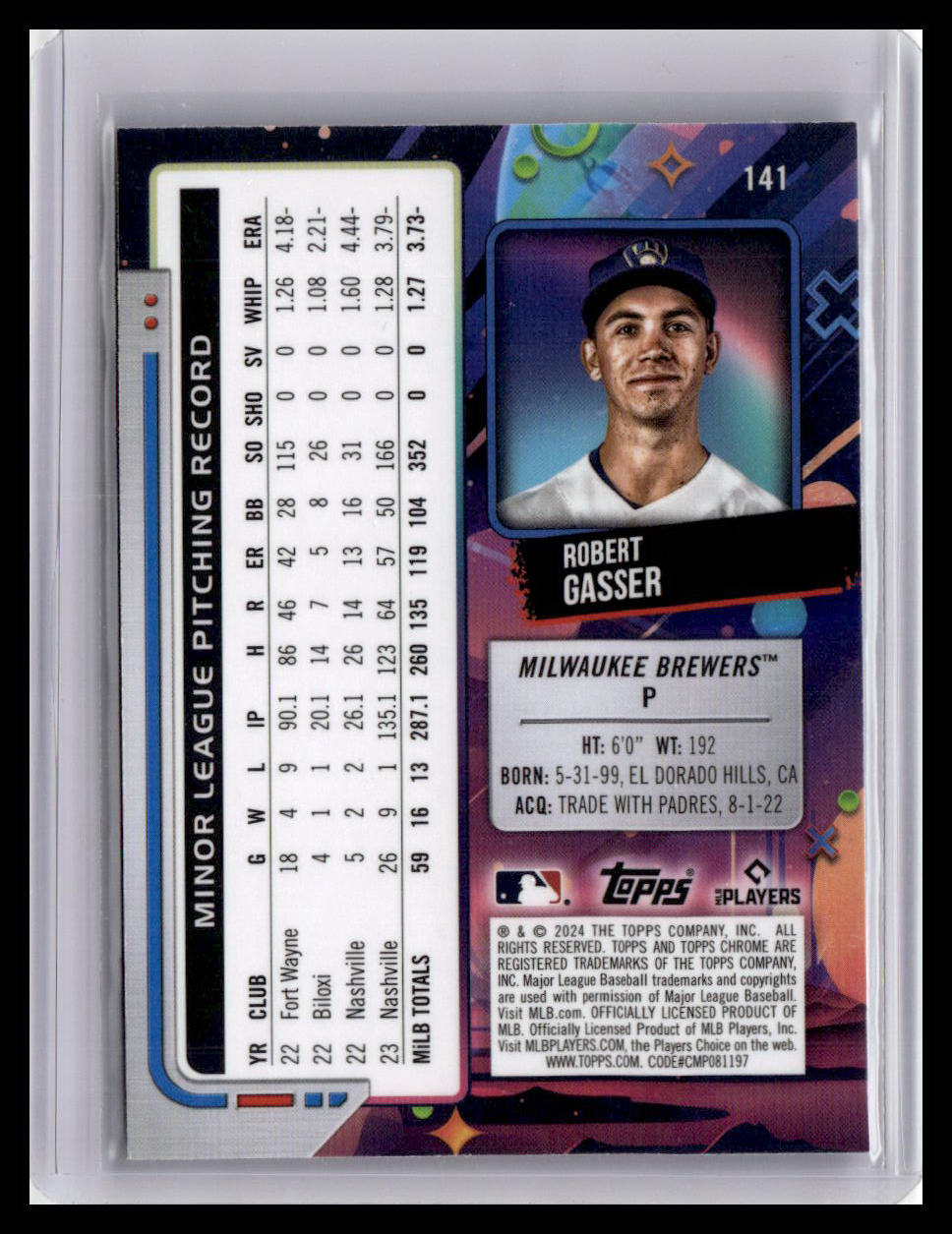2024 Topps Chrome Cosmic #141 Robert Gasser