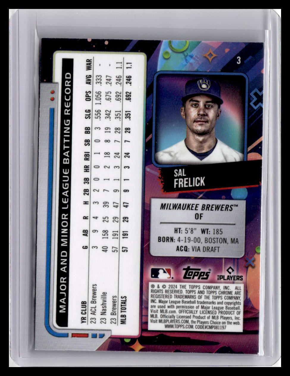 2024 Topps Chrome Cosmic #3 Sal Frelick