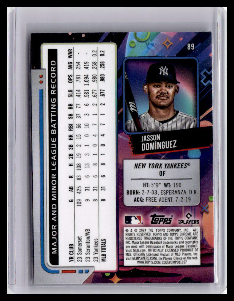 2024 Topps Chrome Cosmic #89 Jasson Domínguez