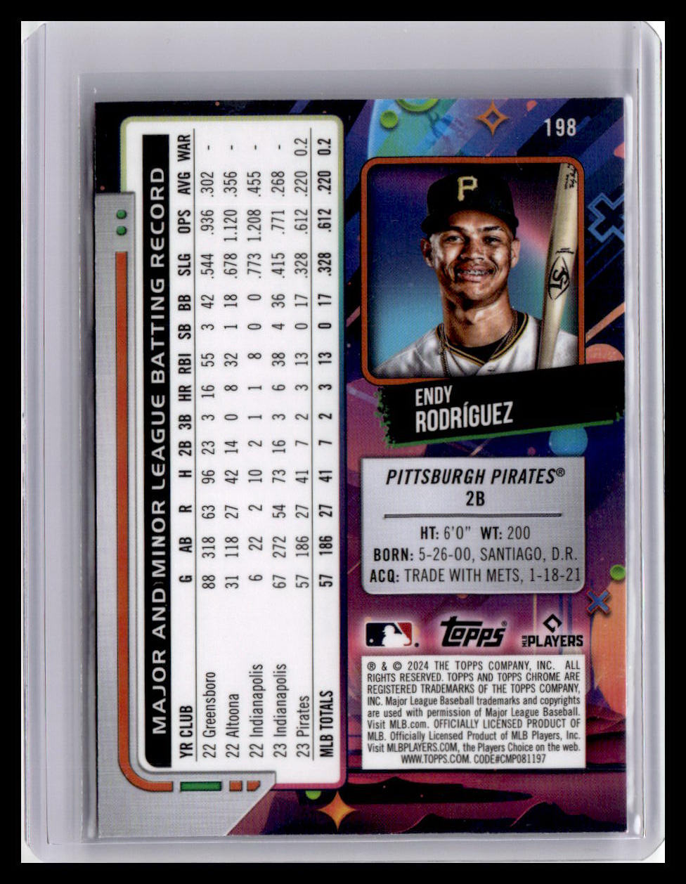 2024 Topps Chrome Cosmic #198 Endy Rodríguez