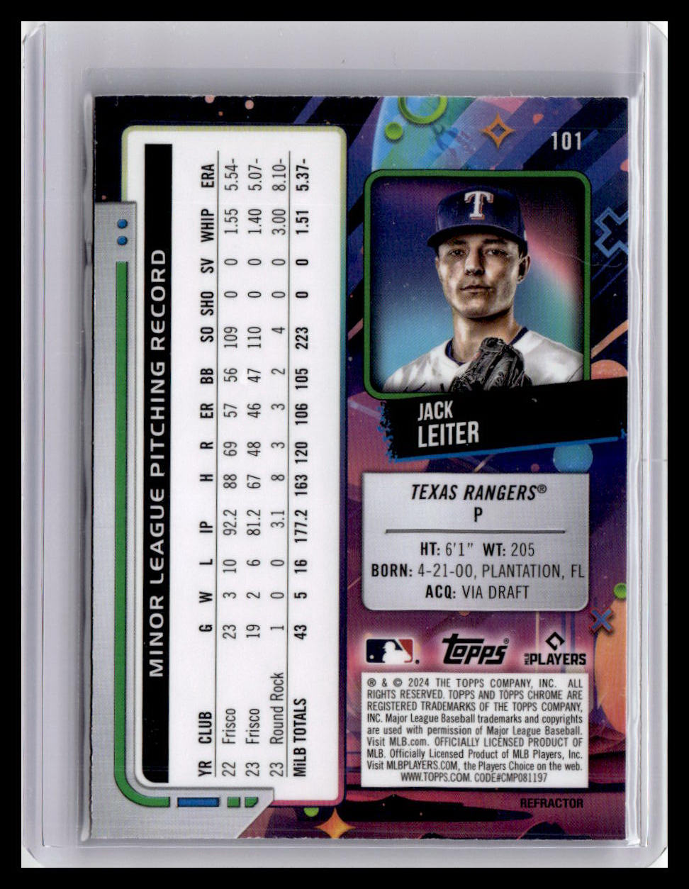 2024 Topps Chrome Cosmic #101 Jack Leiter